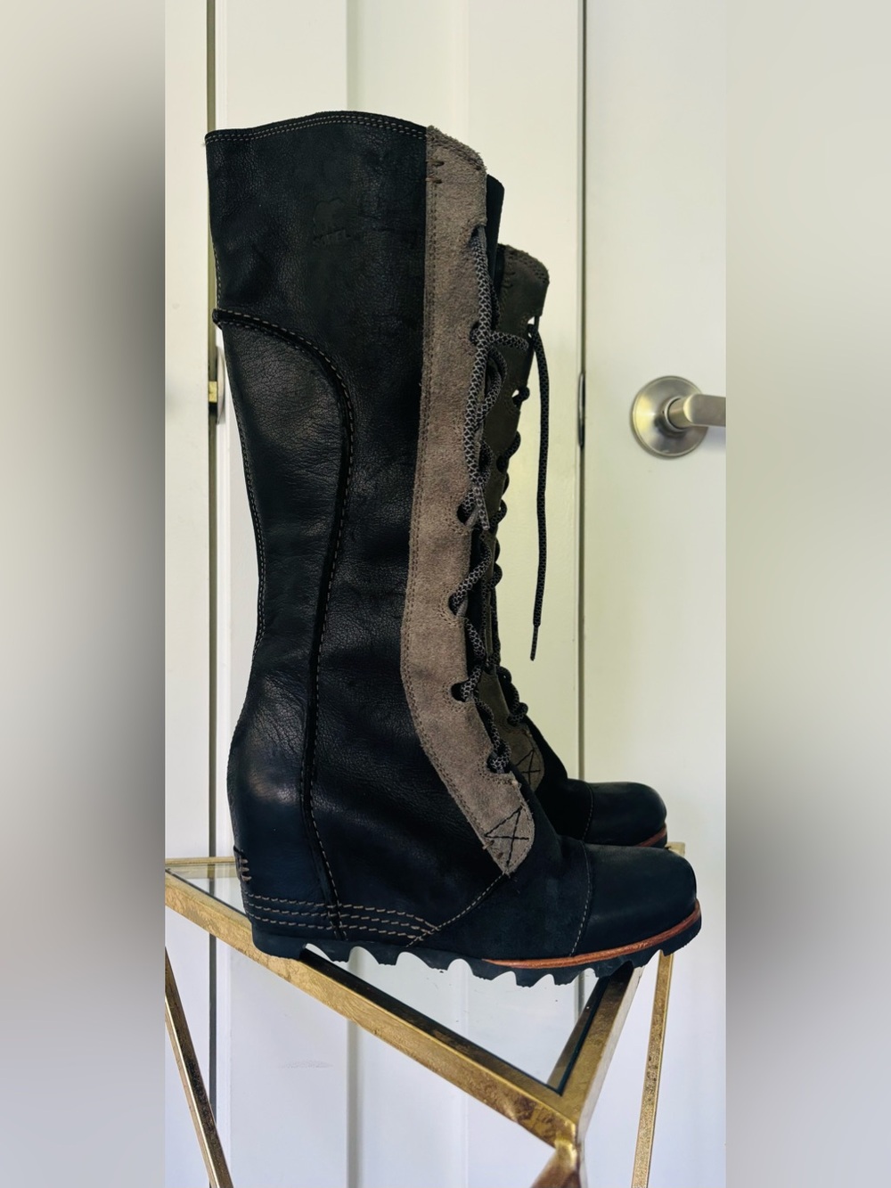NWOB Sorel Cate The Great Wedge Tall Leather Waterproof boot size 7.5 women's
